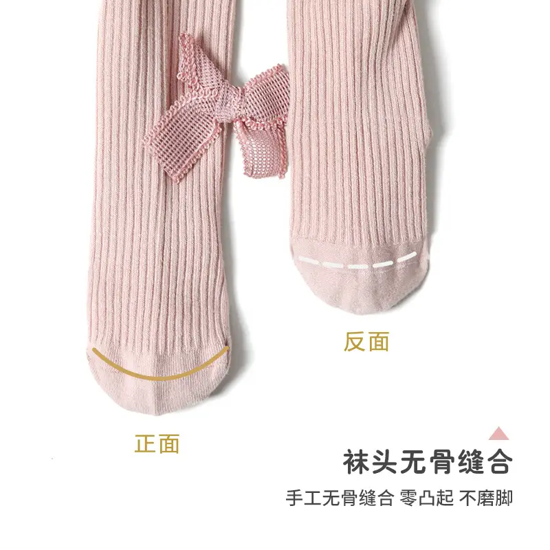 Girls Pink Bow Leggings Cotton Summer Pantyhose - Image 13