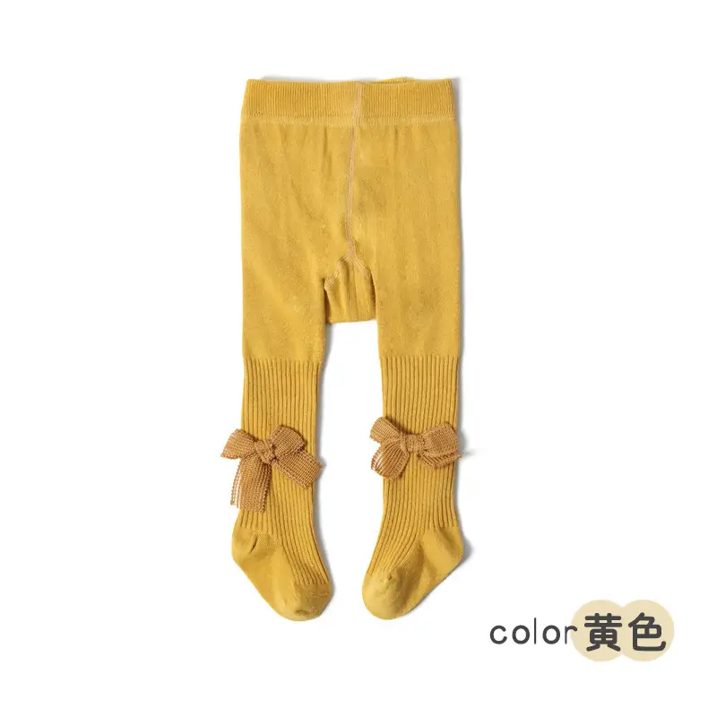 Girls Pink Bow Leggings Cotton Summer Pantyhose - Image 3