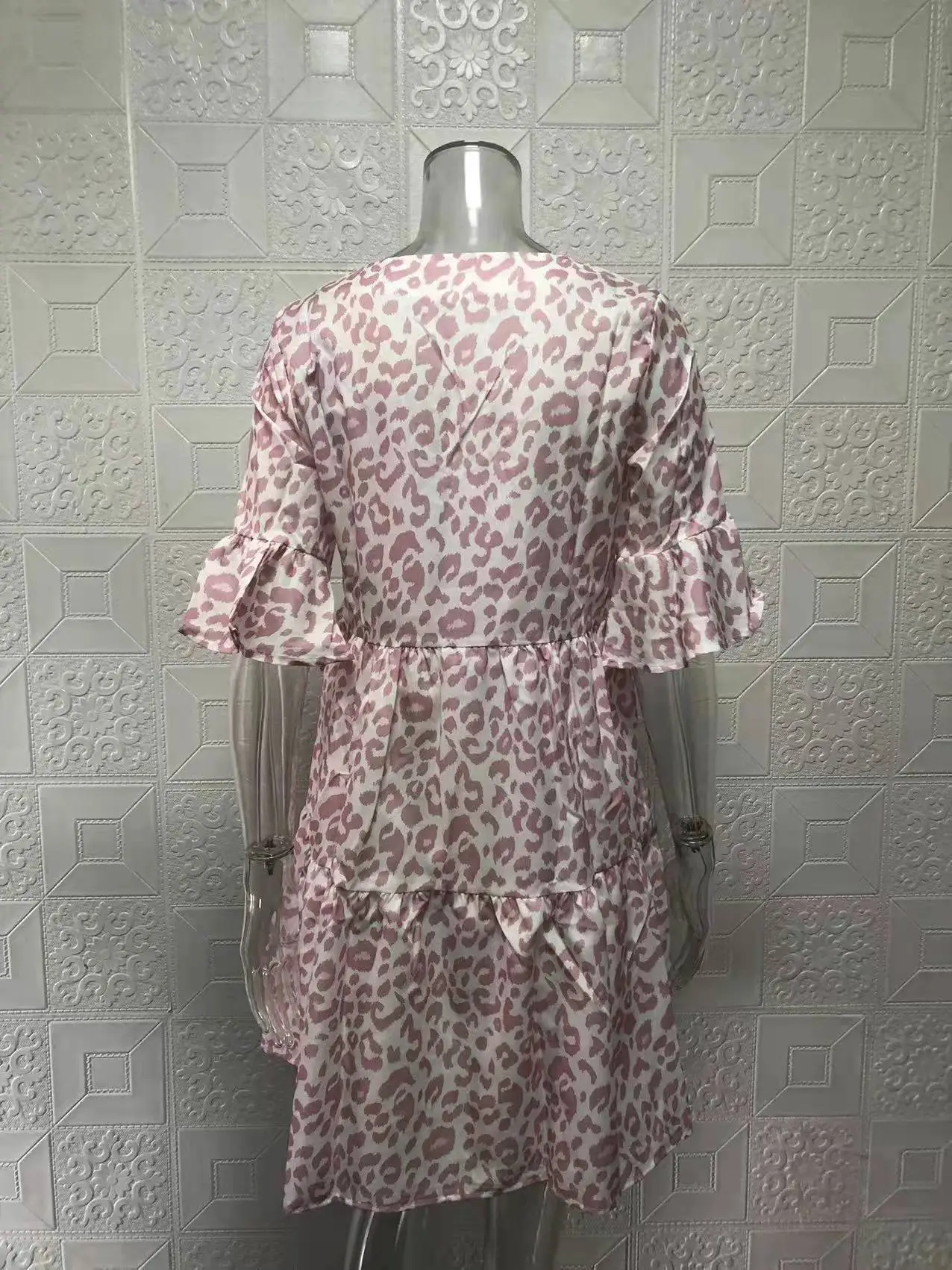 Women White Printed Ruffle Dress Summer Loose V-Neck — feature 18
