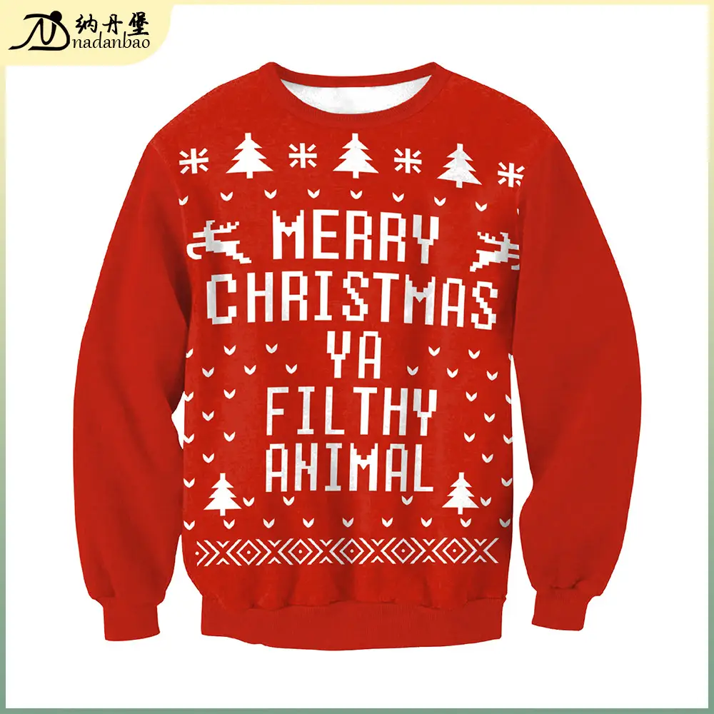 Red 3D Digital Printed Round Neck Sweatshirt