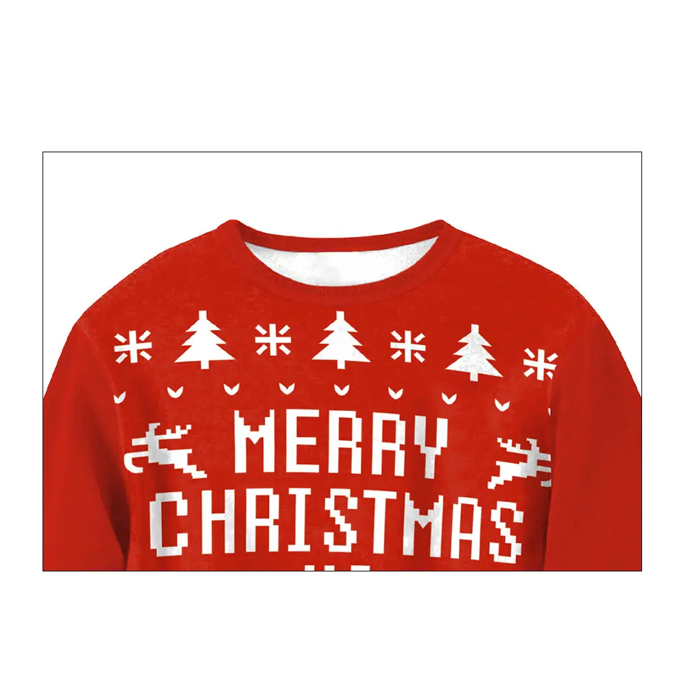 Red 3D Digital Printed Round Neck Sweatshirt