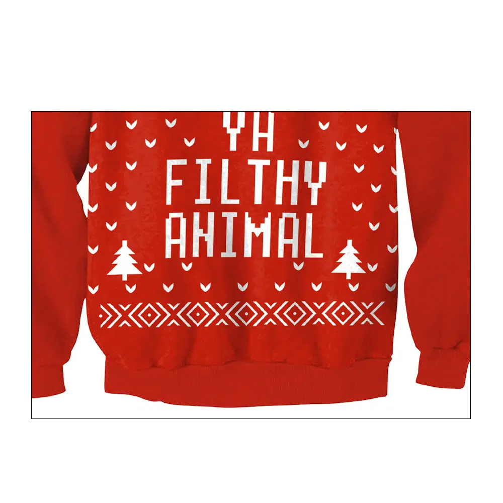 Red 3D Digital Printed Round Neck Sweatshirt