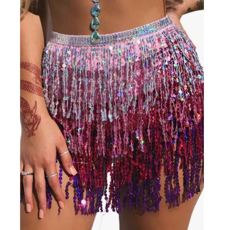 Halloween Belly Dance Costume Sequins Tassel Waist Chain