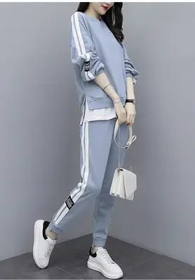 Plus Size Women's Pink Track Suit Set with White Stripes - Image 7