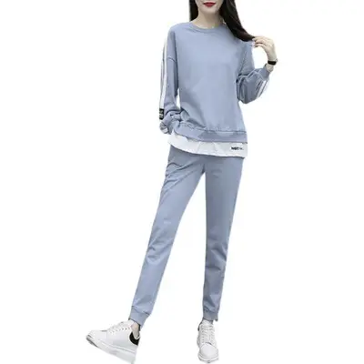 Plus Size Women's Pink Track Suit Set with White Stripes - Image 8