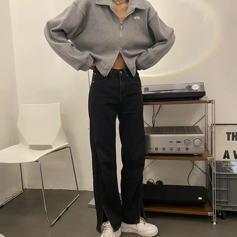 Women Waffle Jacket Grey Long Sleeve Zipper 2024 — feature 21