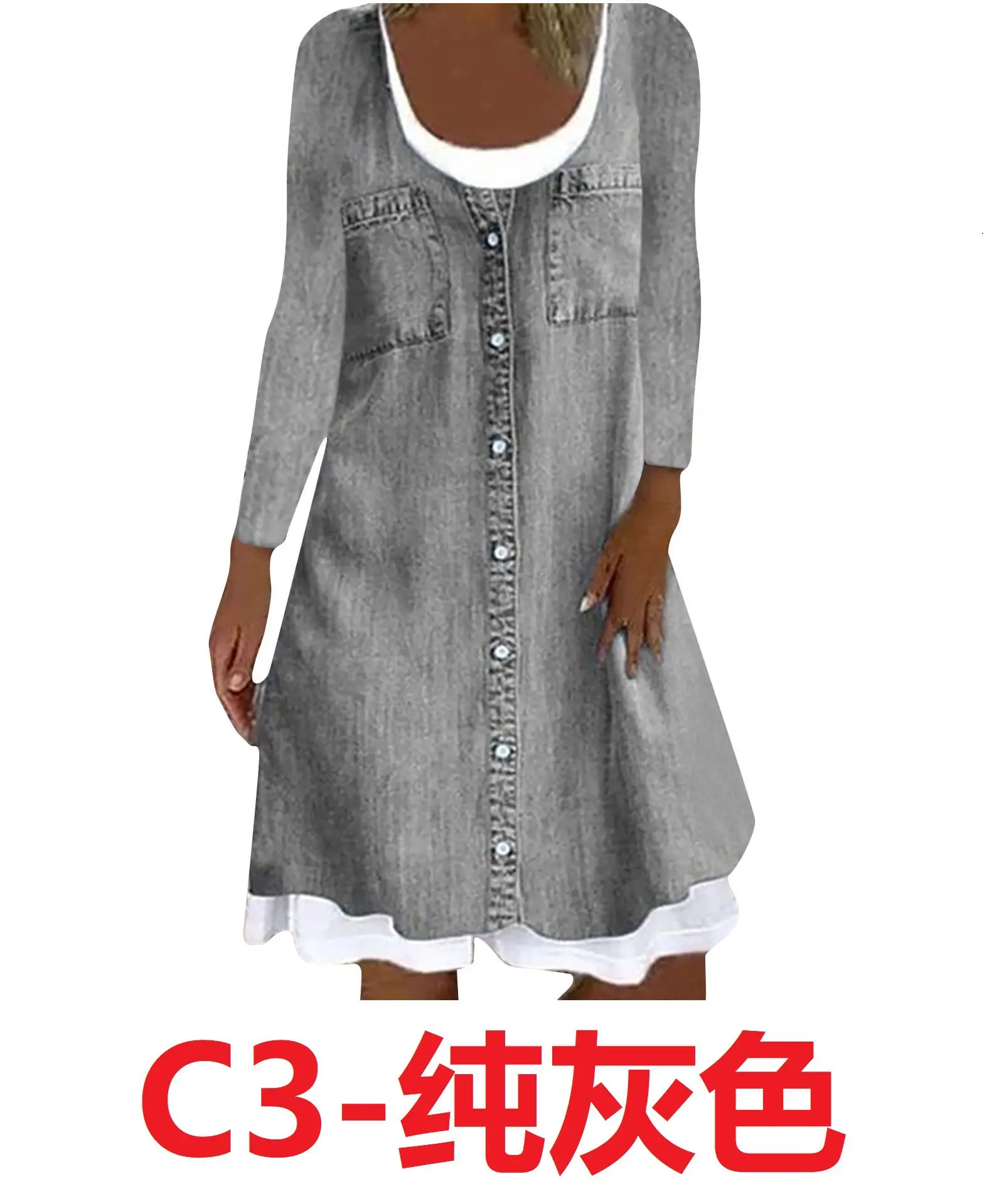 Black Floral Digital Print Long Sleeve Dress for Women