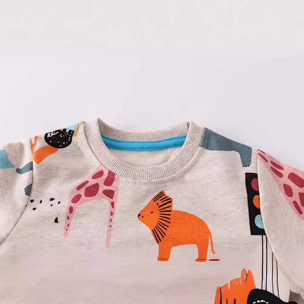 Kids Cotton Long-Sleeve Sweater Top with Bird Print - Image 2