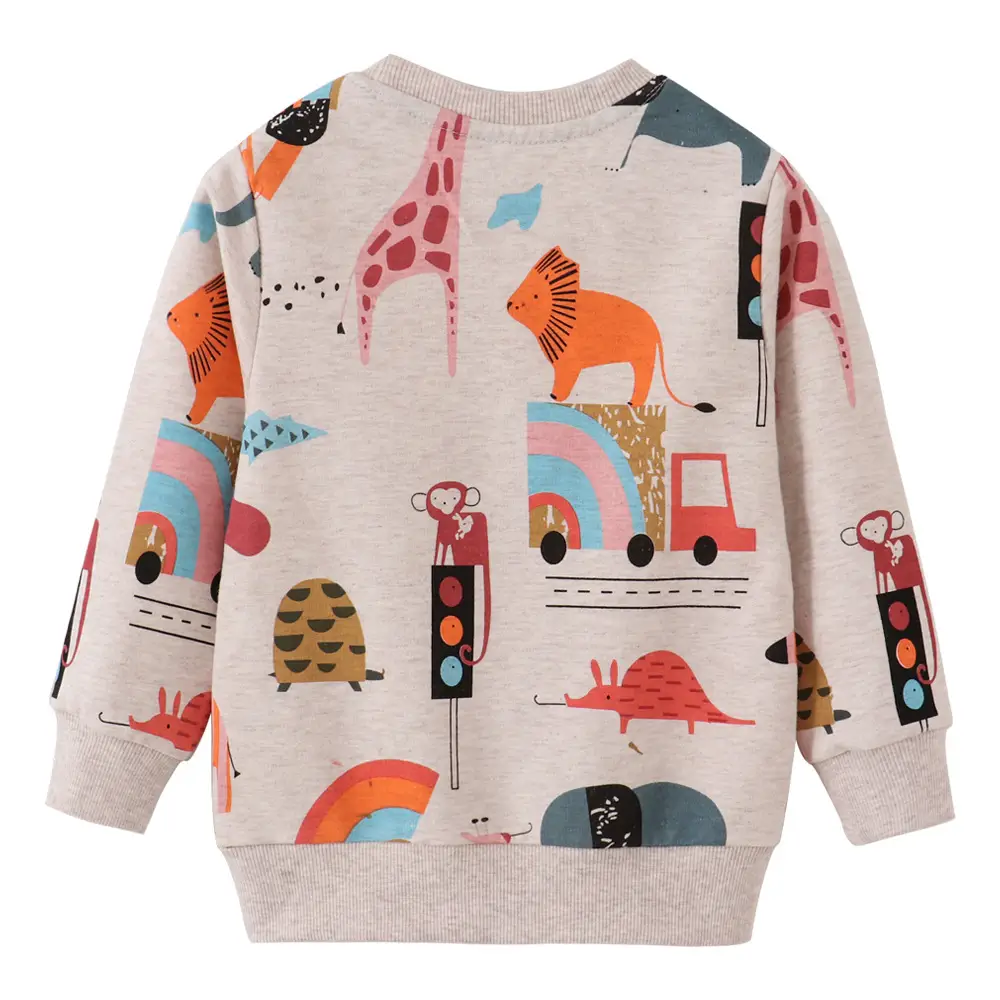 Kids Cotton Long-Sleeve Sweater Top with Bird Print - Image 5