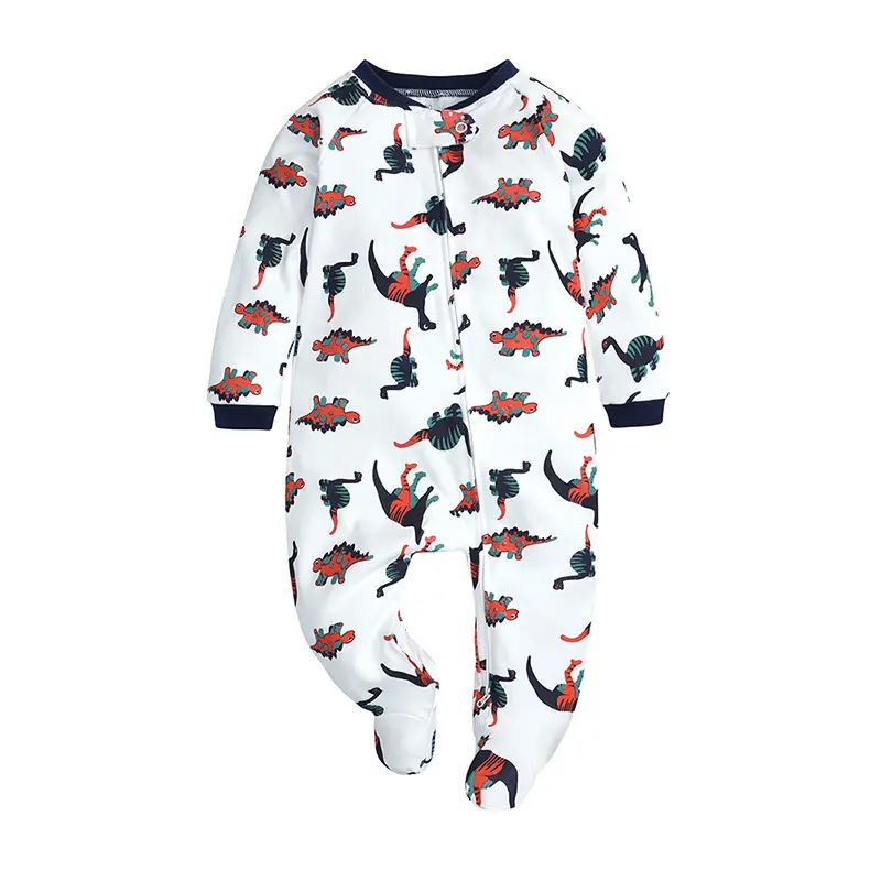 Baby Jumpsuit Blue Yellow Zipper Pajamas - Image 3