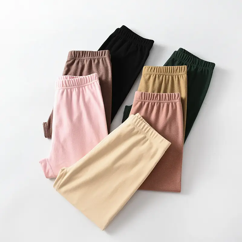 Autumn Velvet Cropped Leggings Women Pink Fleece Lined