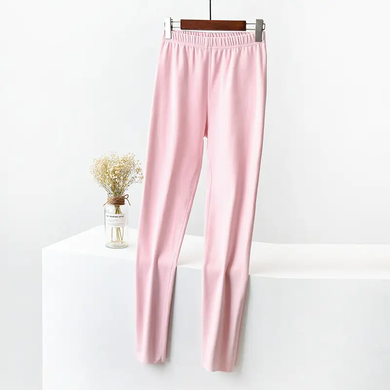 Autumn Velvet Cropped Leggings Women Pink Fleece Lined
