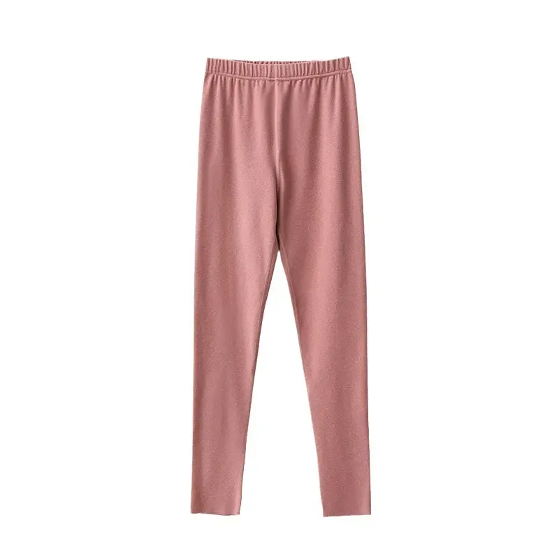 Autumn Velvet Cropped Leggings Women Pink Fleece Lined