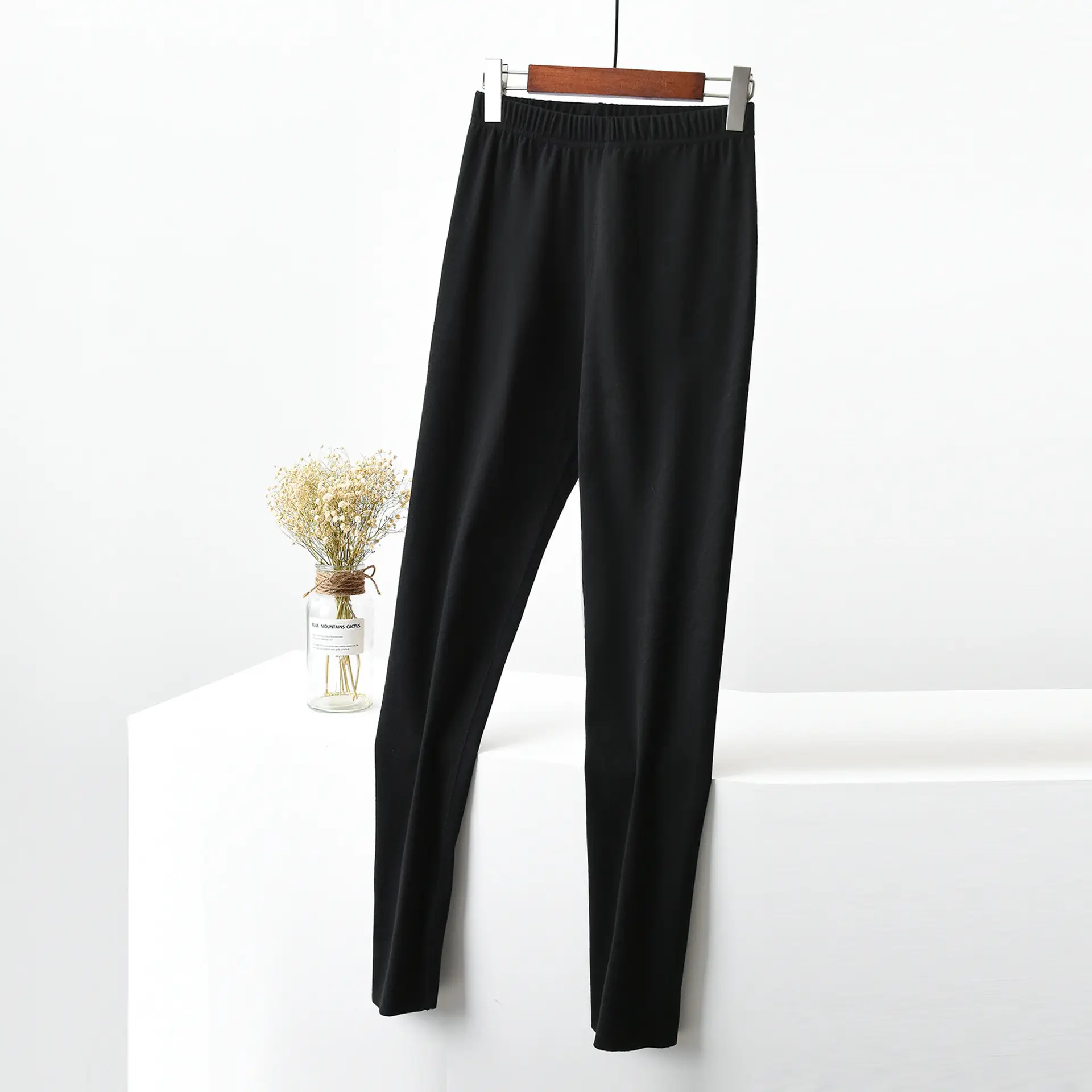 Autumn Velvet Cropped Leggings Women Pink Fleece Lined