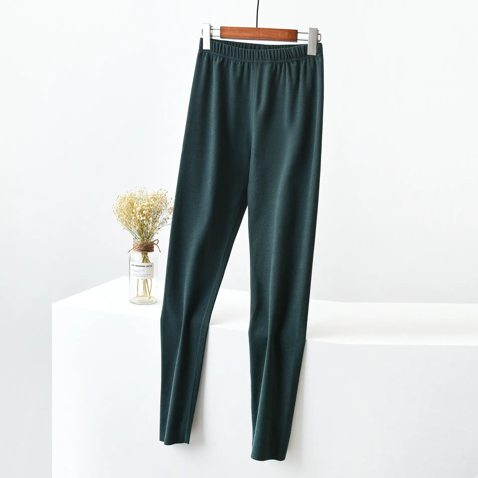 Autumn Velvet Cropped Leggings Women Pink Fleece Lined