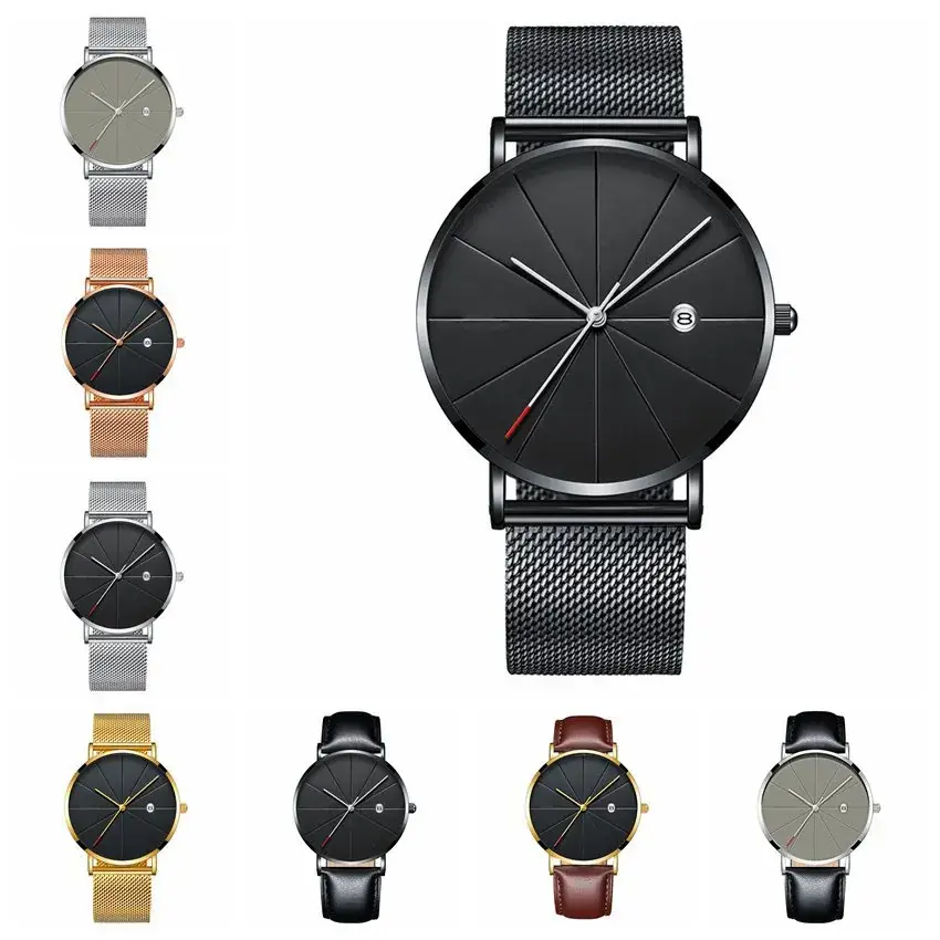 Men's Black Dial Gold Mesh Watch with Quartz Movement - Image 15