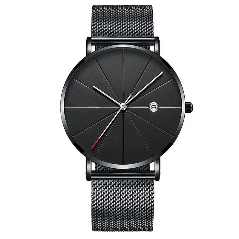 Men's Black Dial Gold Mesh Watch with Quartz Movement - Image 17