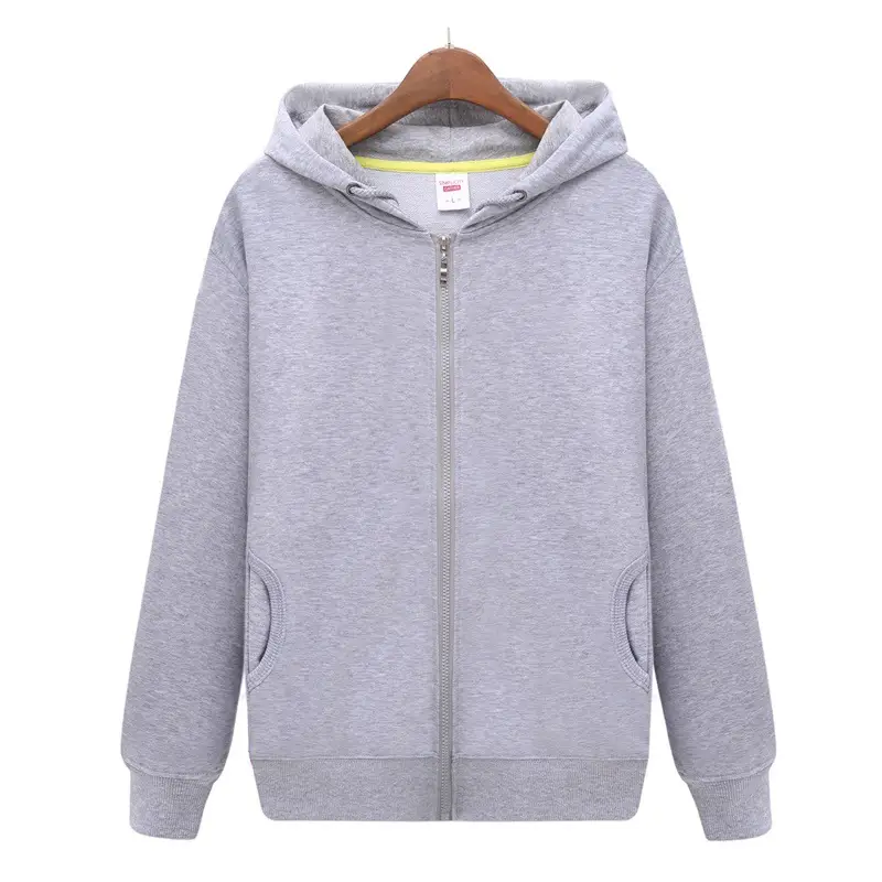 Men Black Full Zip Hoodie Sweatshirt Long Sleeve