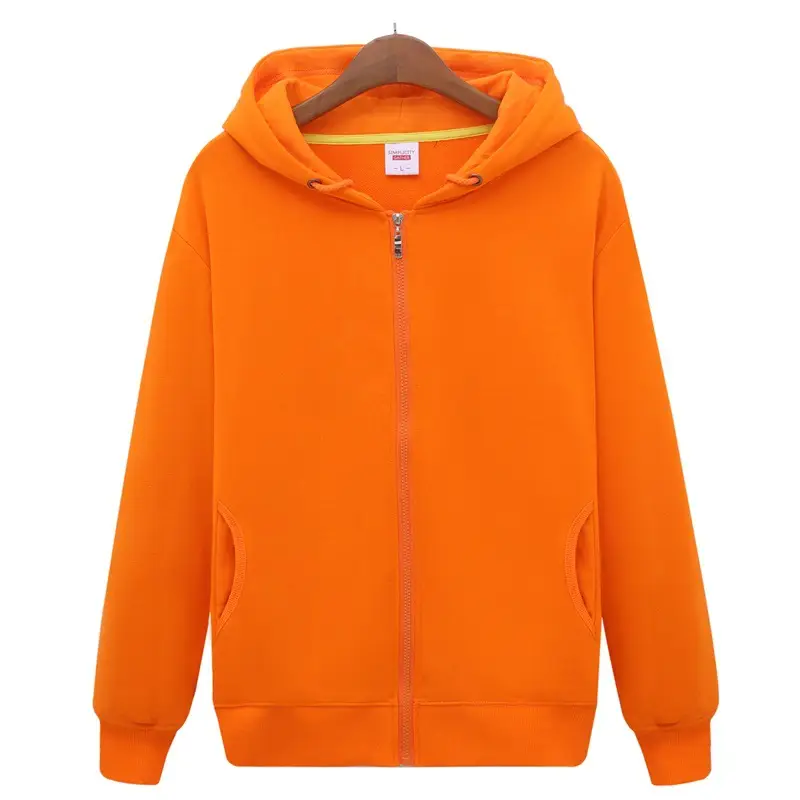 Men Black Full Zip Hoodie Sweatshirt Long Sleeve