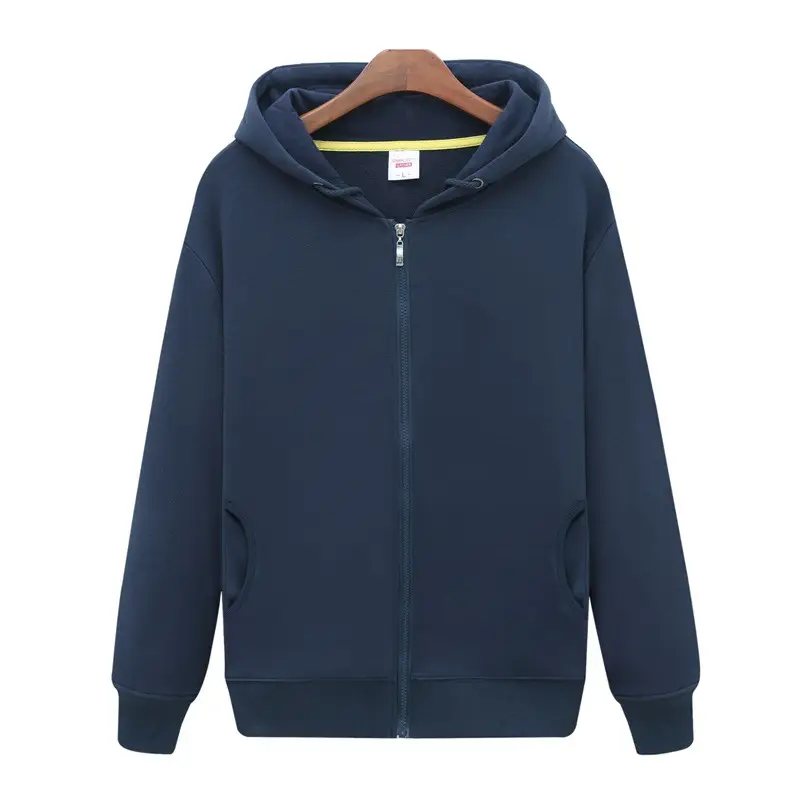 Men Black Full Zip Hoodie Sweatshirt Long Sleeve