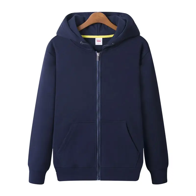 Men Black Full Zip Hoodie Sweatshirt Long Sleeve