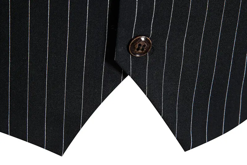 New Men's Striped Single Breasted Vest Black — feature 24