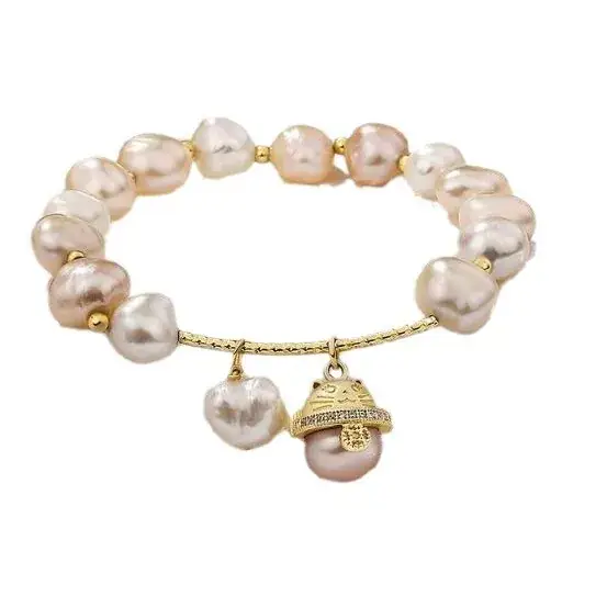 Peach Blossom Pearl Bracelet 14K Gold Female - Image 5