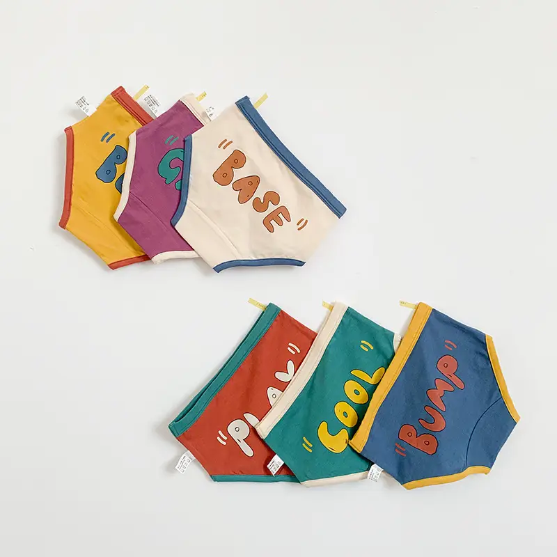 N010 Blue Yellow Bump Printed Cotton Underwear for Girls