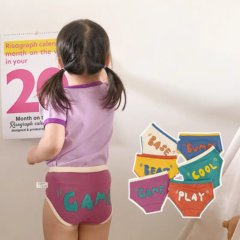 N010 Blue Yellow Bump Printed Cotton Underwear for Girls
