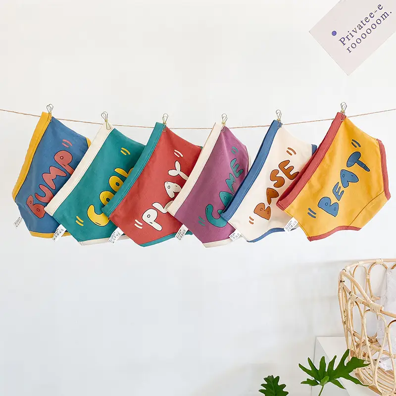 N010 Blue Yellow Bump Printed Cotton Underwear for Girls