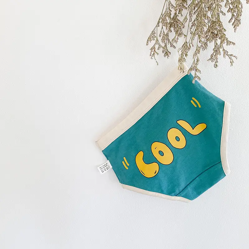 N010 Blue Yellow Bump Printed Cotton Underwear for Girls