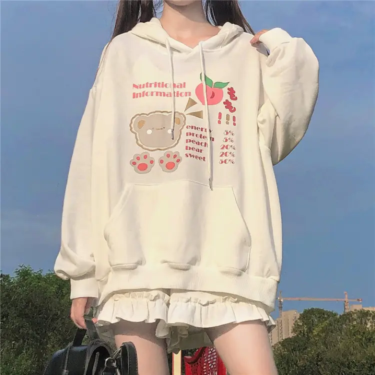 Fleece Hooded Sweatshirt Pink Cartoon Design — feature 12