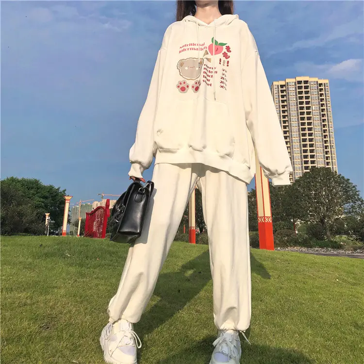 Fleece Hooded Sweatshirt Pink Cartoon Design — feature 13