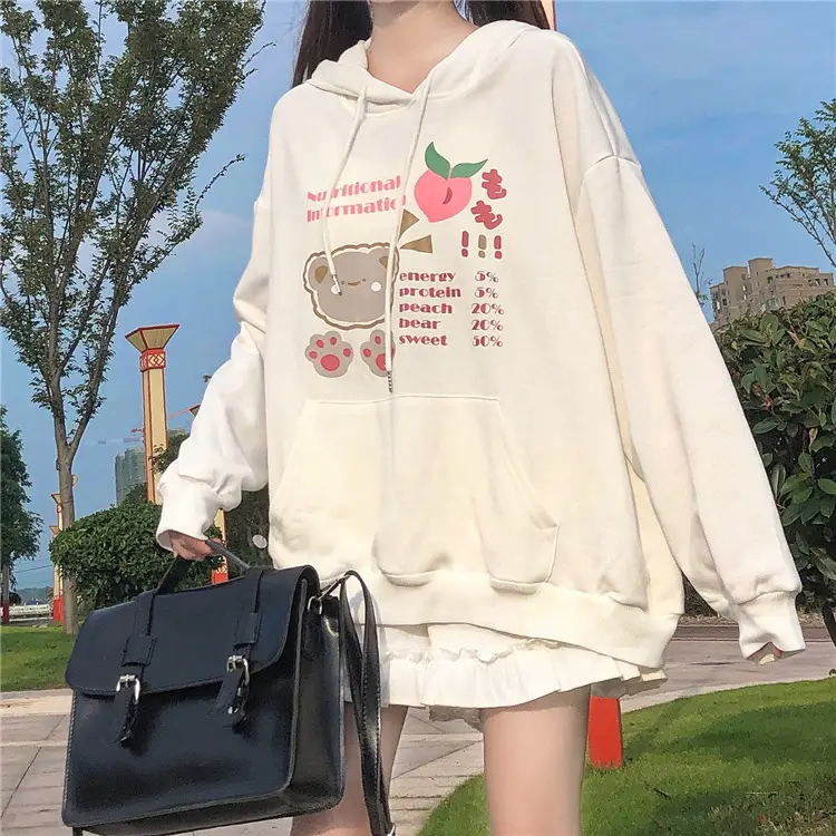 Fleece Hooded Sweatshirt Pink Cartoon Design — feature 15