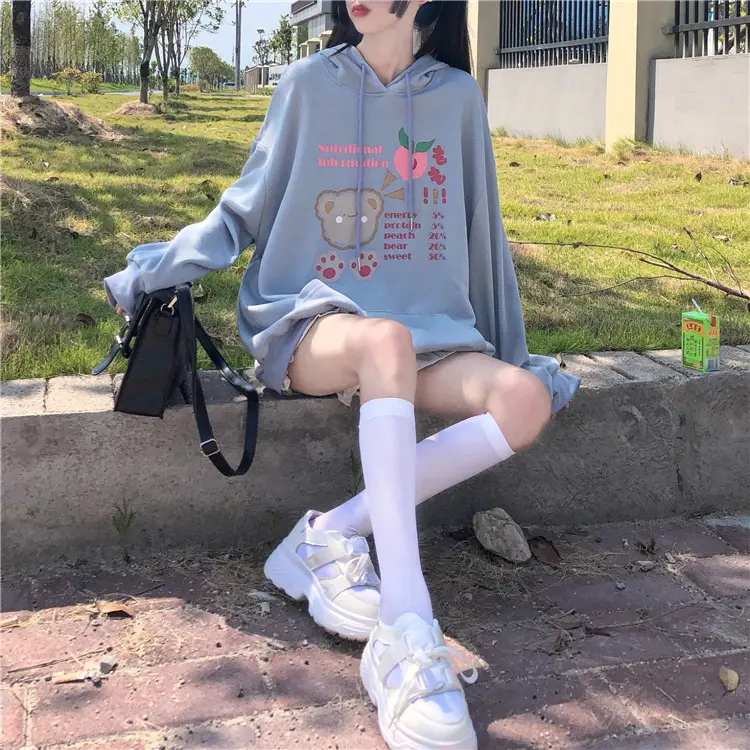 Fleece Hooded Sweatshirt Pink Cartoon Design — feature 17