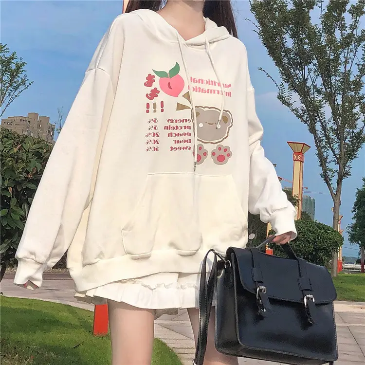 Fleece Hooded Sweatshirt Pink Cartoon Design — feature 9