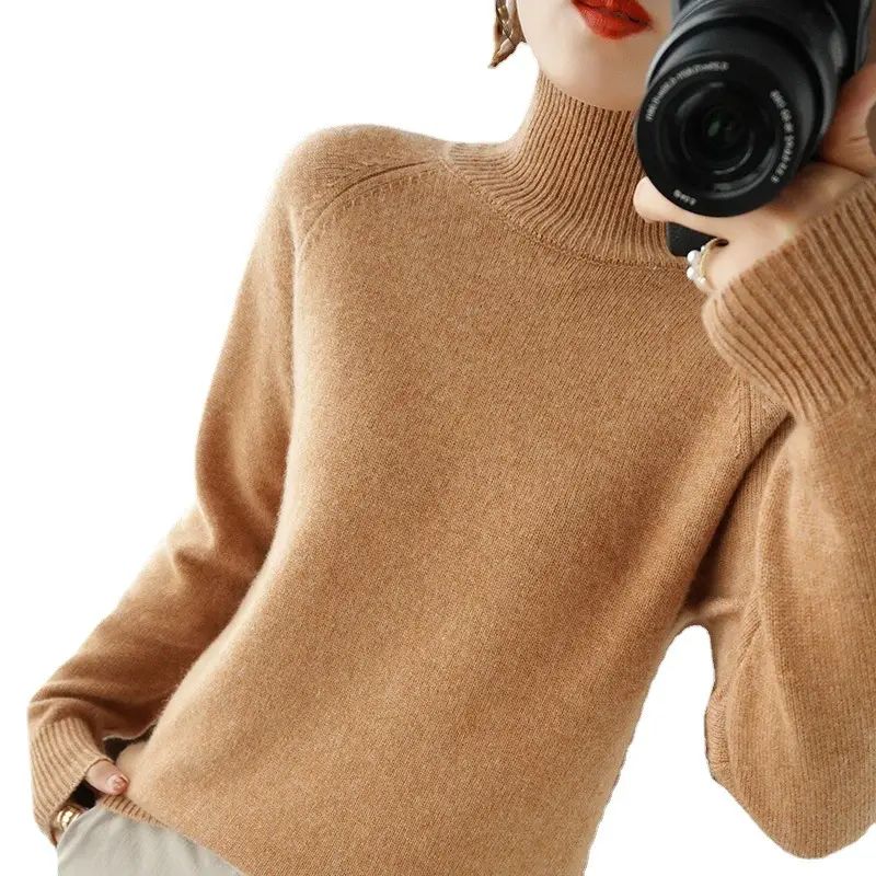 Blue Knit Turtleneck Pullover for Women - Image 21