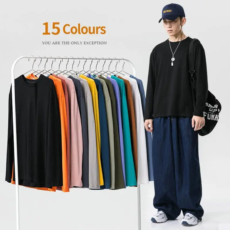 Men White Long Sleeve Crewneck T-Shirt with Cap - Image 9