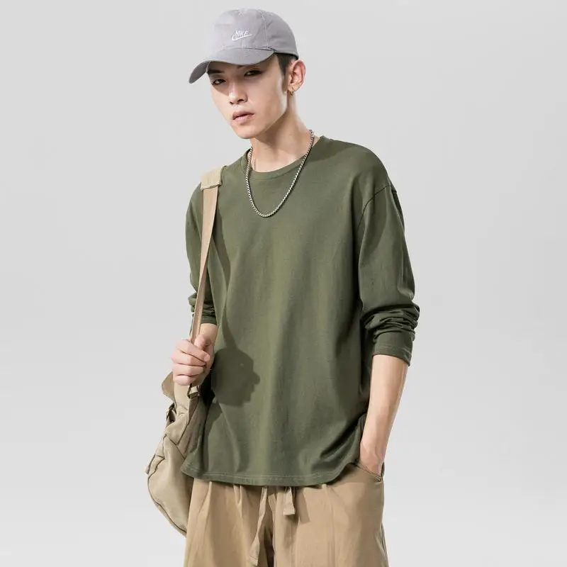 Men White Long Sleeve Crewneck T-Shirt with Cap - Image 11
