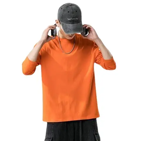Men White Long Sleeve Crewneck T-Shirt with Cap - Image 13