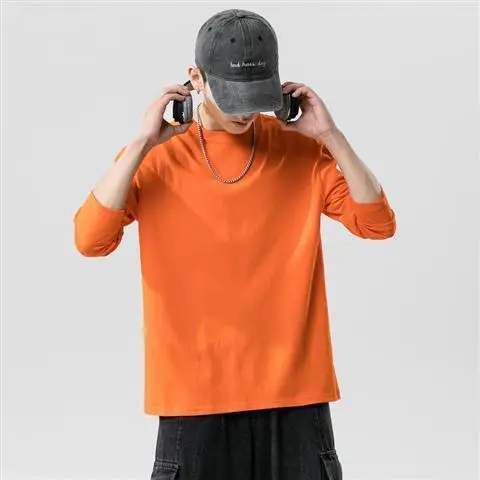 Men White Long Sleeve Crewneck T-Shirt with Cap - Image 4