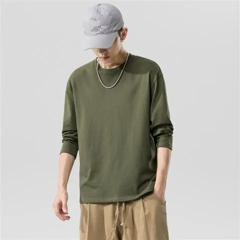 Men White Long Sleeve Crewneck T-Shirt with Cap - Image 5
