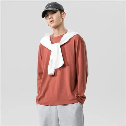 Men White Long Sleeve Crewneck T-Shirt with Cap - Image 7