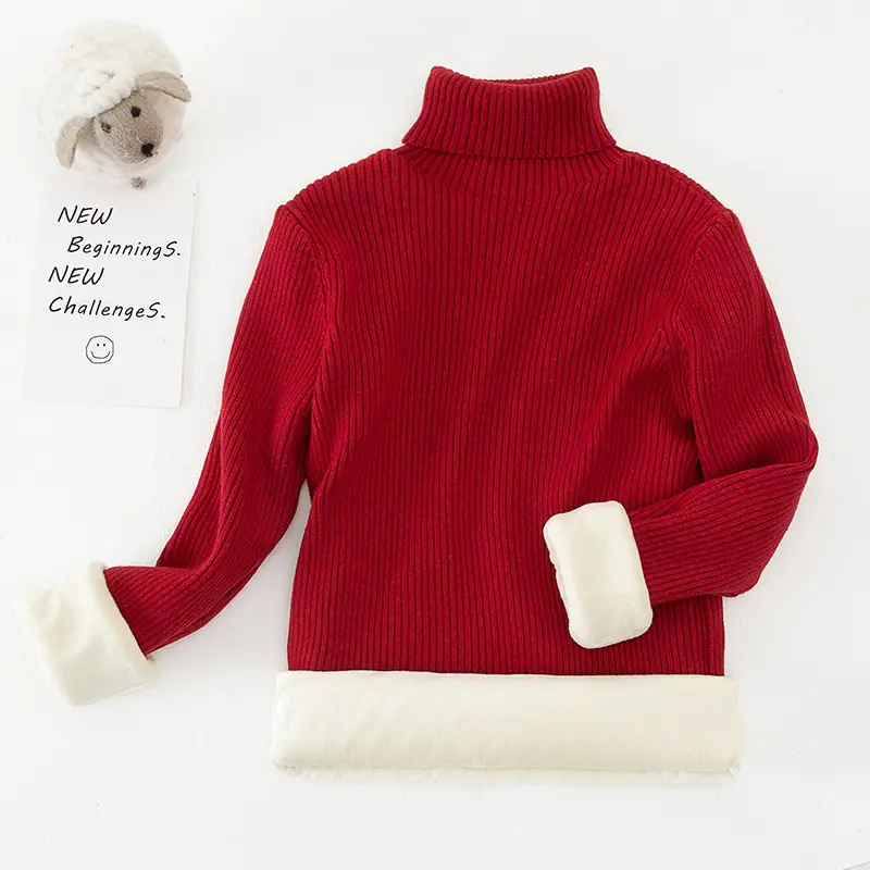 Red Turtleneck Knit Winter Sweater for Boys Medium Large - Image 11