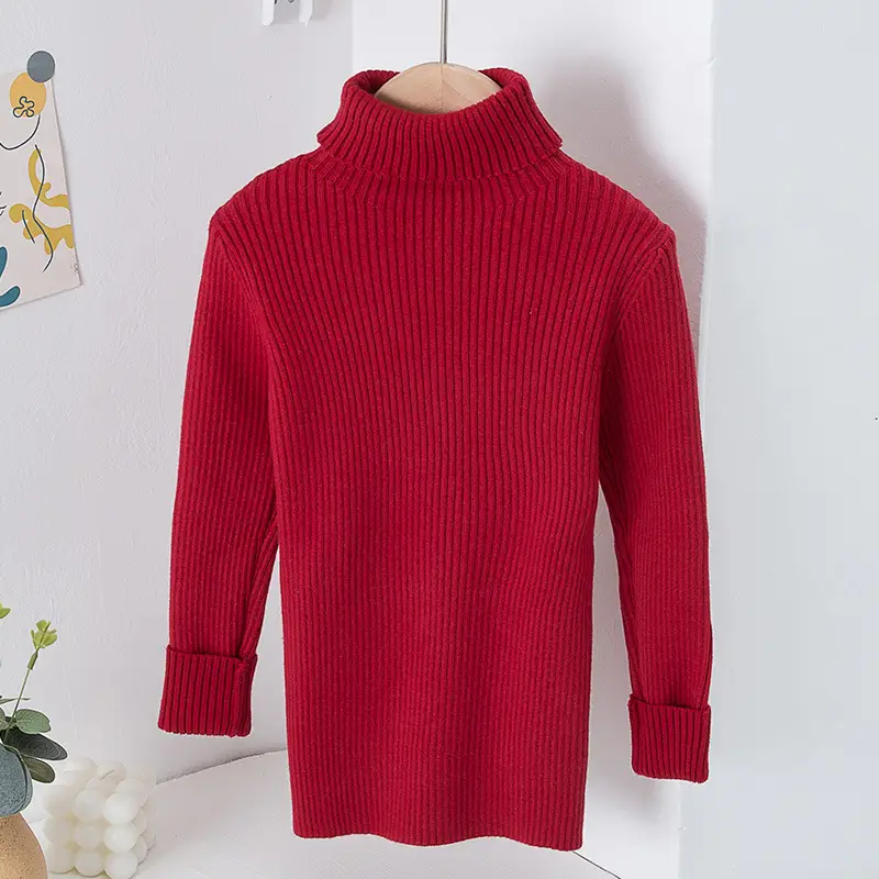 Red Turtleneck Knit Winter Sweater for Boys Medium Large - Image 4