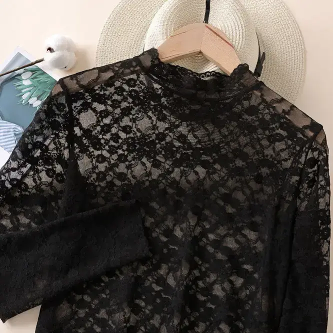 2024 New Lace Half Turtleneck Skin Color - Image 7