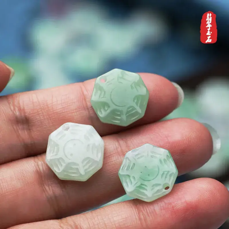 Natural Burmese Jade Bagua Pendant Jewelry - Image 3