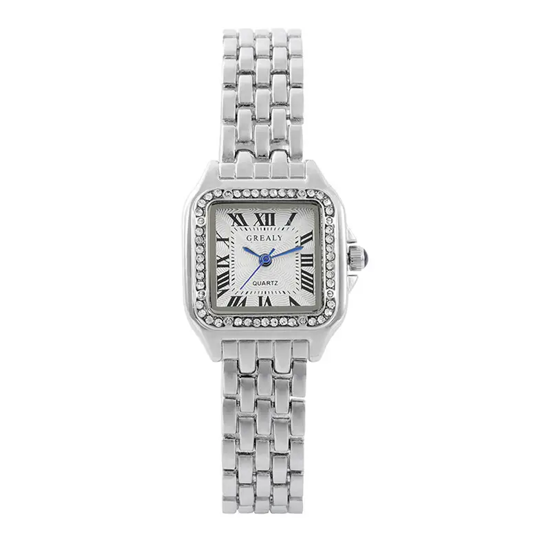 Women's Square Diamond Watch Gold Silver Quartz Band - Image 8
