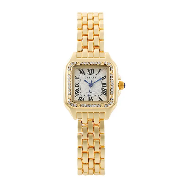 Women's Square Diamond Watch Gold Silver Quartz Band - Image 10