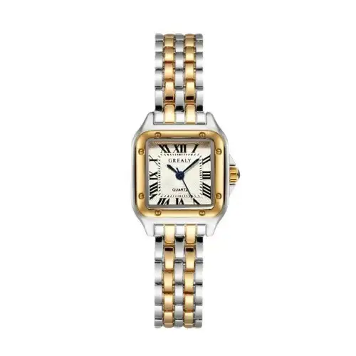 Women's Square Diamond Watch Gold Silver Quartz Band - Image 5